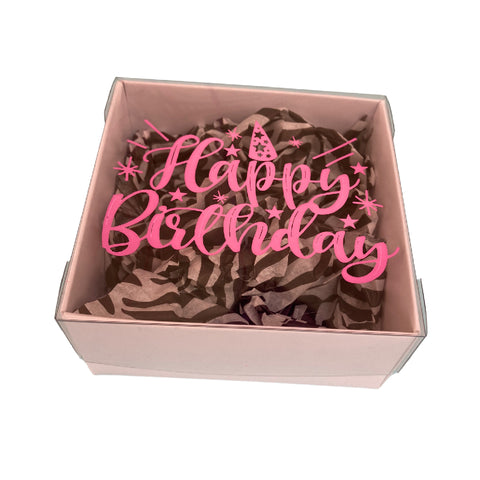 (Pack 10) SMALL HAPPY BIRTHDAY SQUARE CLEAR LID GIFT BOX