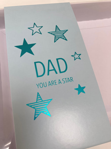 STAR FATHER’S DAY CLEAR LID GIFT BOX WITH BAND 240x155x30m