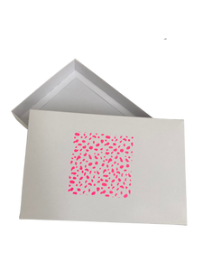 NEON PINK DALMATION SPOT SOLID WHITE LID GIFT BOX BLANK 240x155x30mm