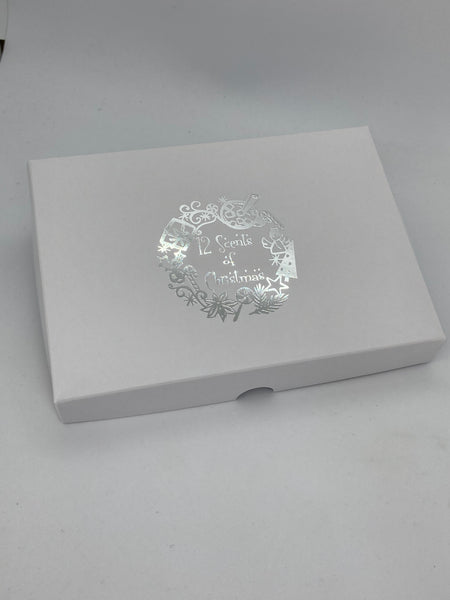 12 SCENTS OF CHRISTMAS WHITE LID 12 CAVITY INSERT BOX 168 X 115 X 26mm