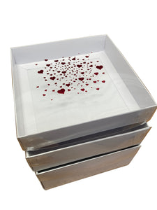 (Pack 10) HEART EXPLOSION SQUARE CLEAR LID GIFT BOX - 3 depths