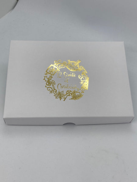 12 SCENTS OF CHRISTMAS WHITE LID 12 CAVITY INSERT BOX 168 X 115 X 26mm