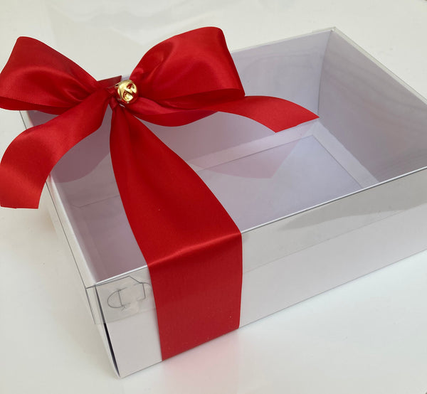 GIFT BOX WHITE BASE AND CLEAR LID 240 x 165 x 90mm