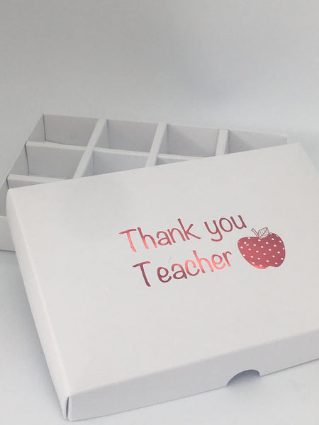 SOLID LID 12 CAVITY WAX MELT BOX THANK YOU TEACHER DESIGN 168 X 115 X 26mm