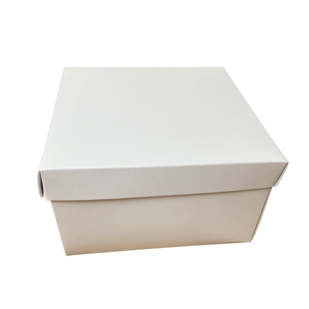 SQUARE BLANK HAMPER/GIFT BOX SOLID LID WHITE 155 x 155 x 90mm