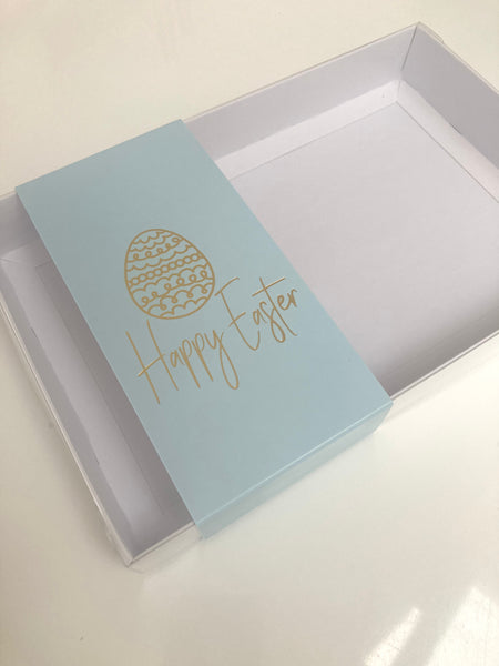 HAPPY EASTER CLEAR LID BLUE BAND GIFT BOX BLANK 240x155x30mm
