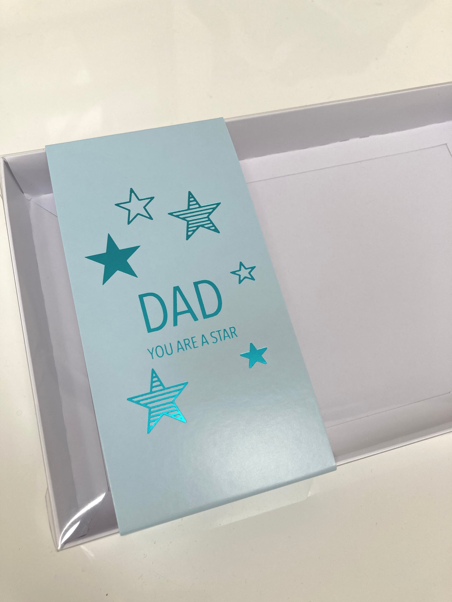 STAR FATHER’S DAY CLEAR LID GIFT BOX WITH BAND 240x155x30m