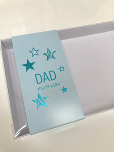 STAR FATHER’S DAY CLEAR LID GIFT BOX WITH BAND 240x155x30m