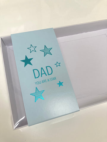 STAR FATHER’S DAY CLEAR LID GIFT BOX WITH BAND 240x155x30m